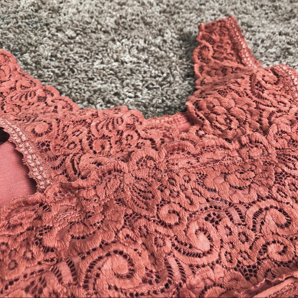 ღ SOLD deep coral lace bralette - Picture 4 of 7
